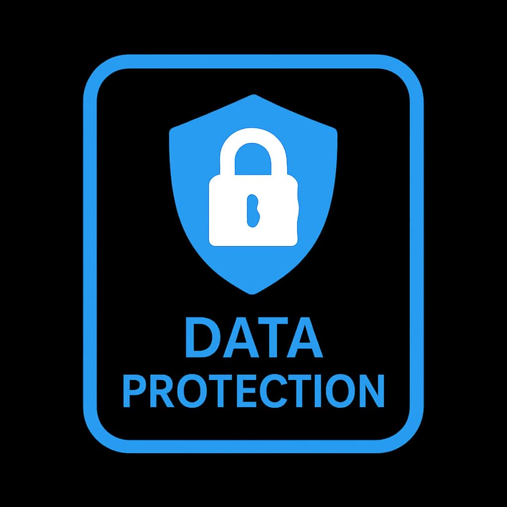 An icon depicting data protection with the text 'Data Protection'.