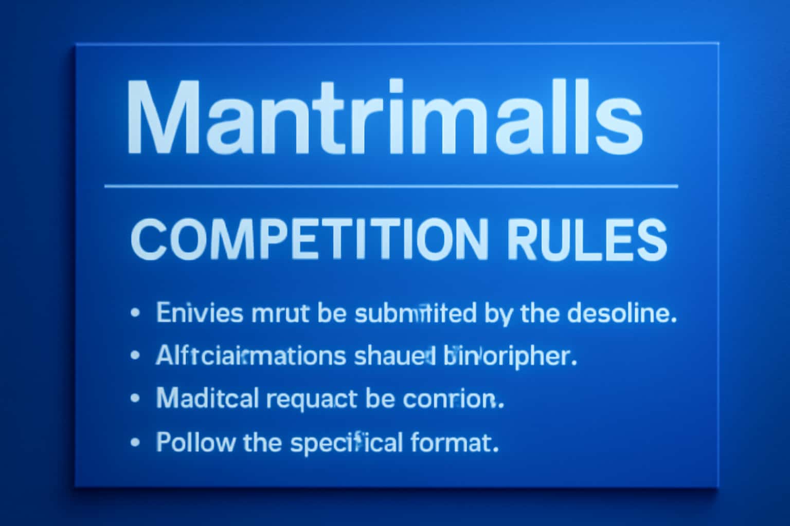 An informational graphic depicting the Mantrimalls Competition Rules in a neutral setting.