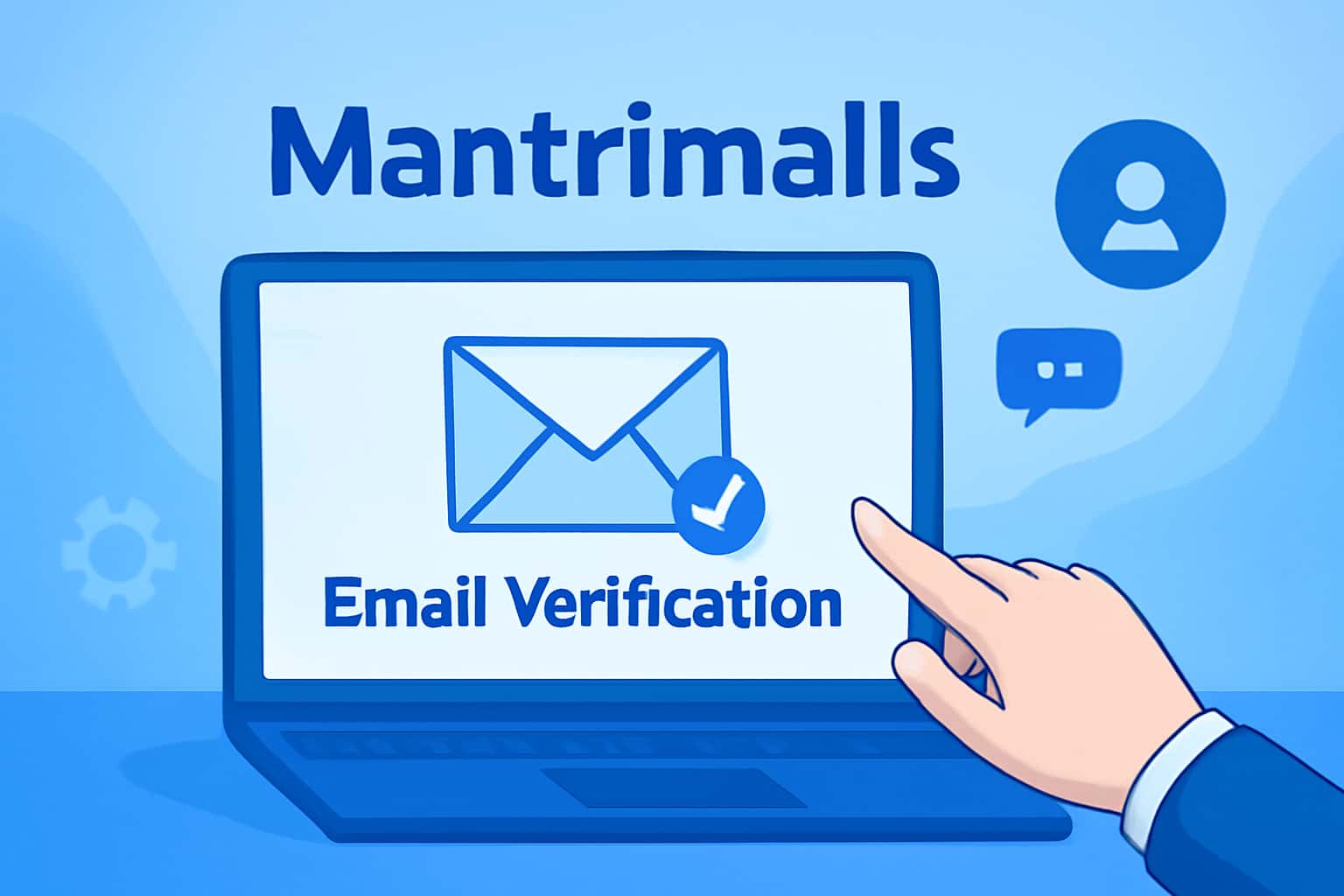An informational graphic depicting the concept of email verification for Mantrimalls.