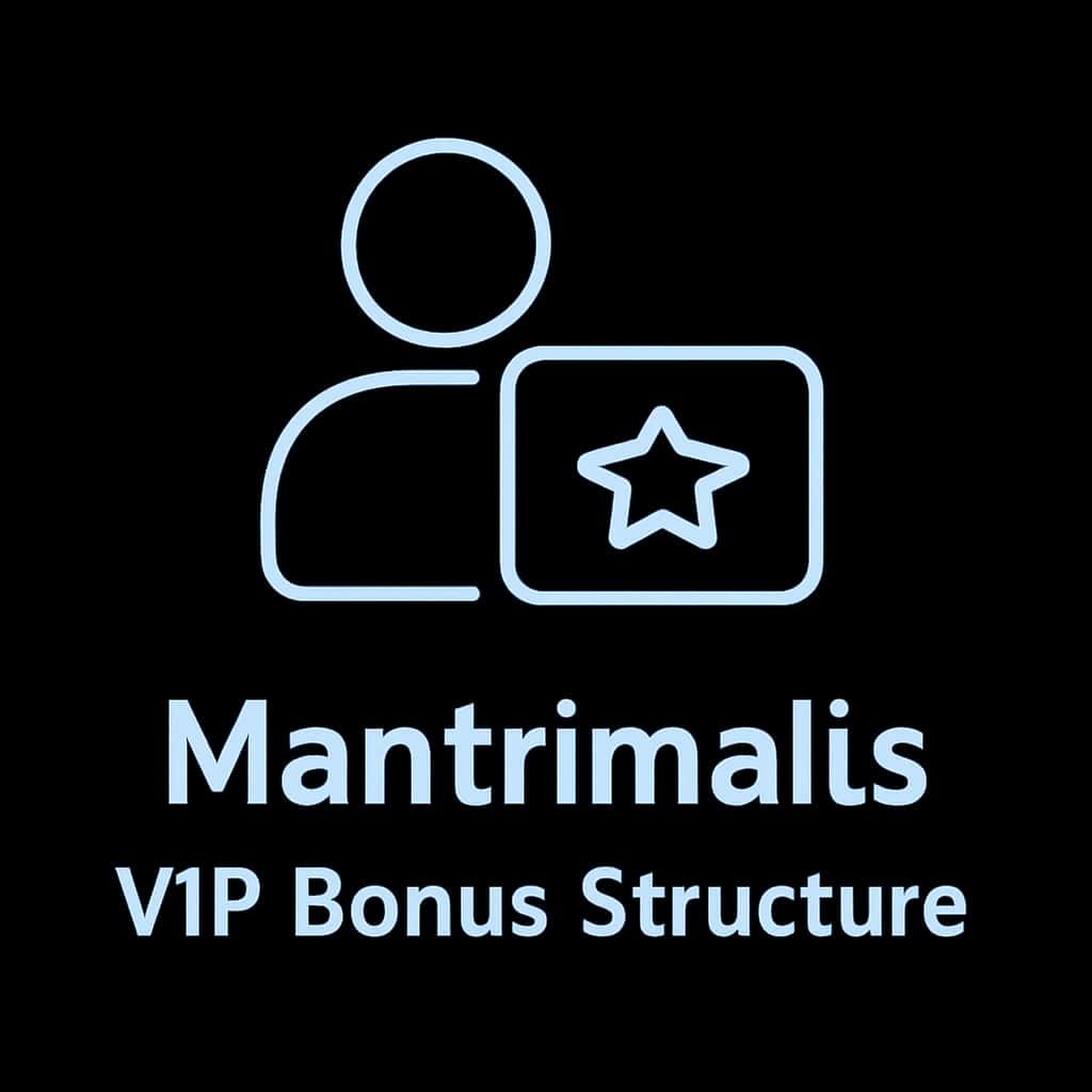A professional badge design symbolizing the Mantrimalls VIP Bonus Structure.