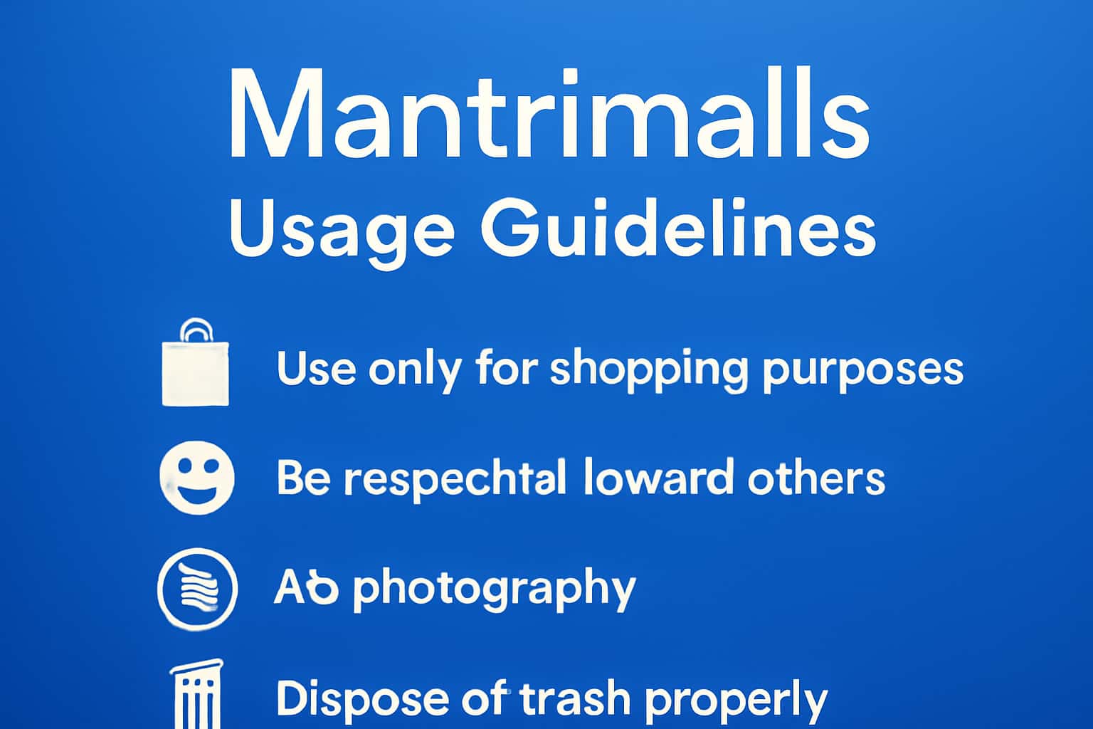 An informative scene depicting Mantrimalls Usage Guidelines with clear text.